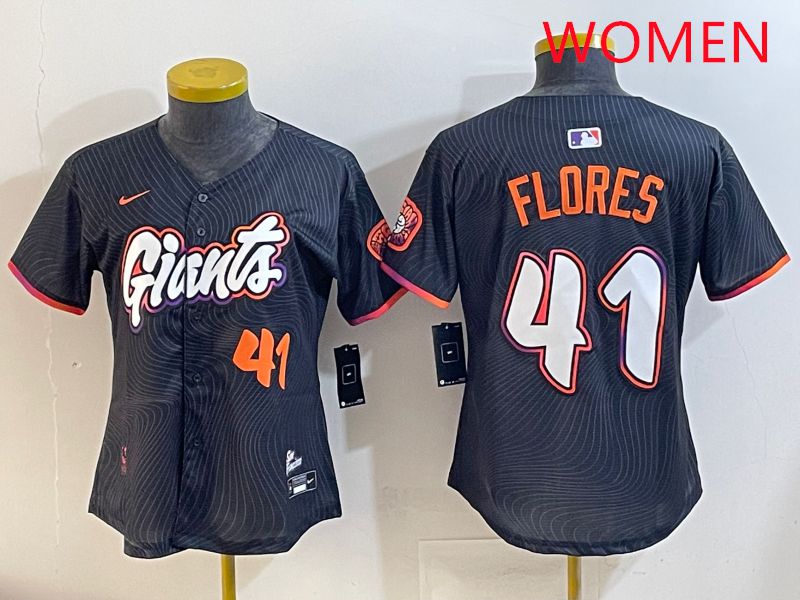 Women San Francisco Giants 41 Flores Black Joint Name 2025 Nike MLB Jersey style 6